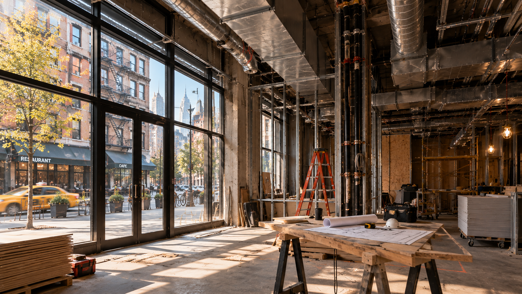 New York City restaurant buildout under construction